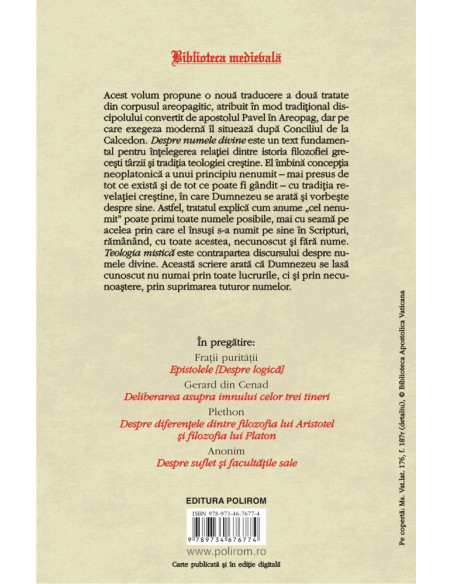 Despre numele divine. Teologia mistică