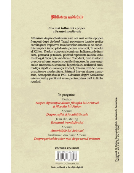 Cântarea despre Guillaume (ediţie bilingvă)