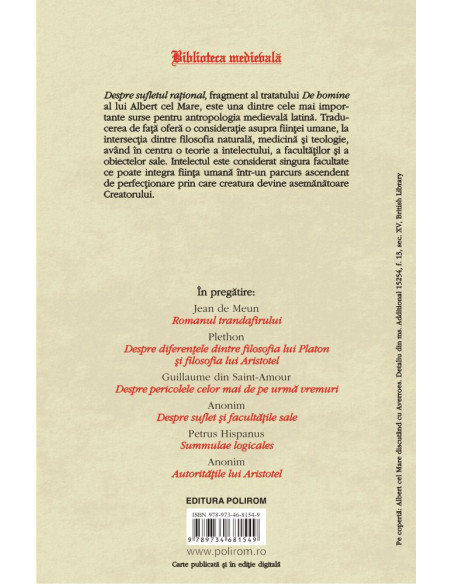 Despre sufletul rațional (ediție bilingvă)