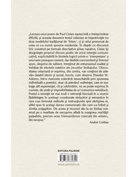 „nu vrea/cicatrice”. Studii despre Paul Celan la împlinirea a 100 de ani de la naşterea poetului