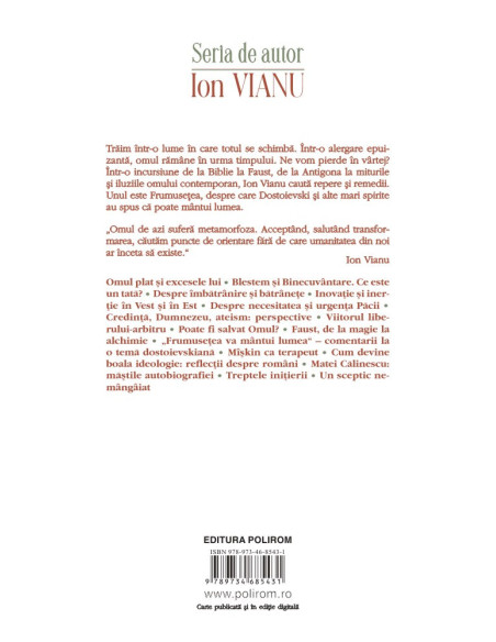 Frumuseţea va mîntui lumea şi alte eseuri