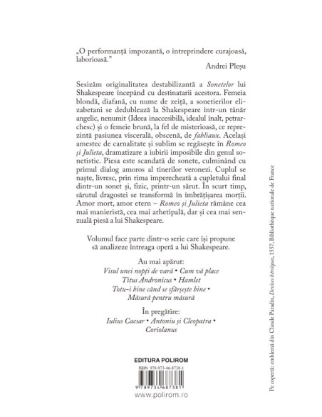 Shakespeare interpretat de Adrian Papahagi. Sonete * Romeo şi Julieta