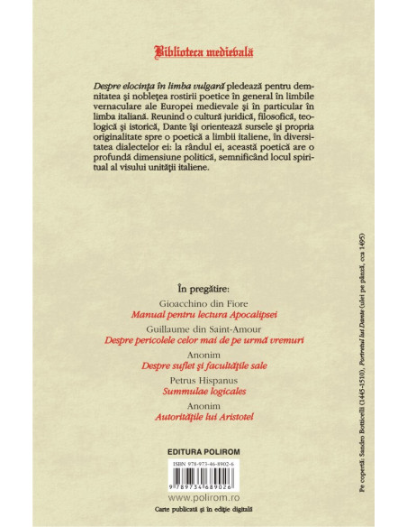 Despre elocinţa în limba vulgară