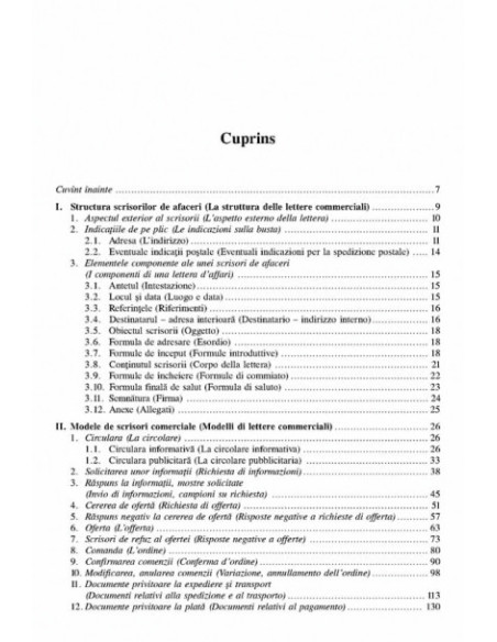 Limba italiană. Corespondență comercială