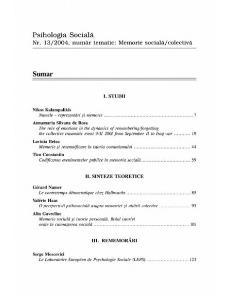 Psihologia Socială. Nr. 13/2004