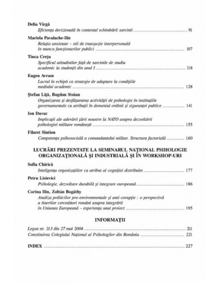 Revista de Psihologie Organizaţională. Vol. IV, Nr. 3-4/2004
