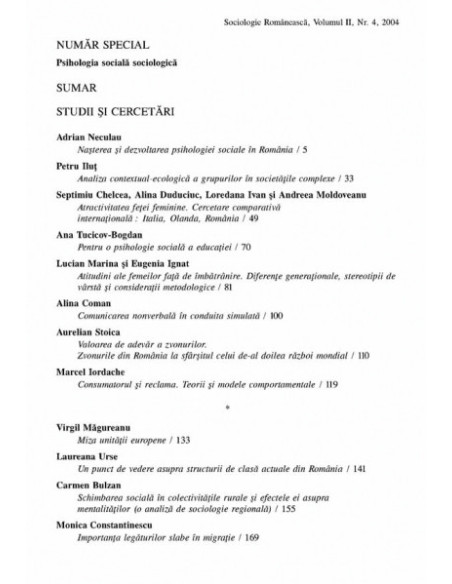 Sociologie Românească. Volumul II. Nr. 4. Iarna 2004