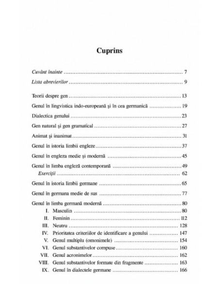 Genul în germană și engleză. 