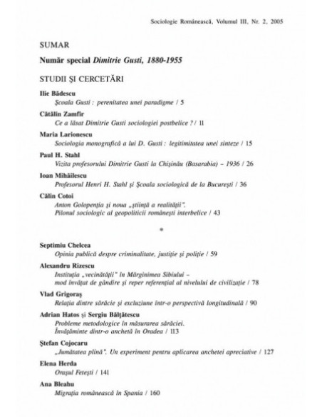 Sociologie Românească. Volumul III. Nr. 2. Vara 2005
