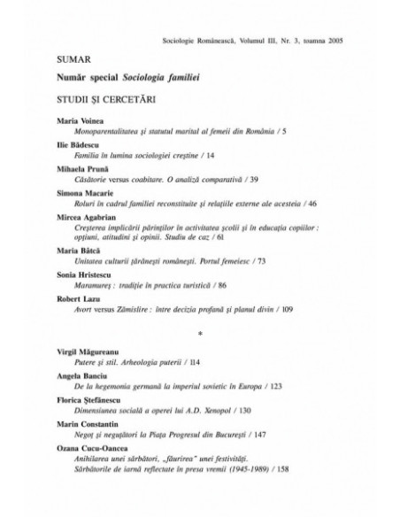 Sociologie Românească. Volumul III. Nr. 3. Toamna 2005