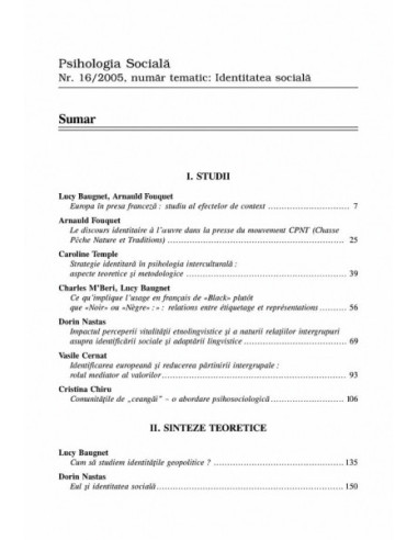 Psihologia Socială. Nr. 16/2005 –...