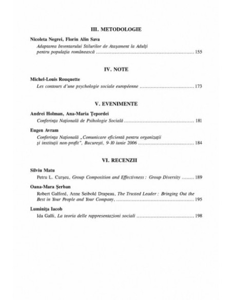 Psihologia Socială. Nr. 18/2006 – Buletinul Laboratorului „Psihologia cîmpului social”, Universitatea „Al.I. Cuza”, Iaşi