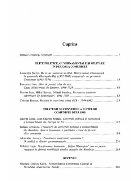 Elite comuniste înainte și dupa 1989.