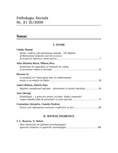 Psihologia socială. Nr. 21/2008 –... Psihologia socială. Nr. 21/2008 –...