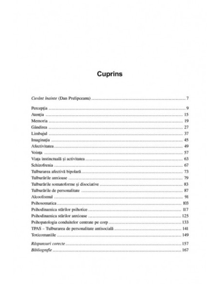 Teste-grilă de psihopatologie, psihiatrie şi psihodinamică