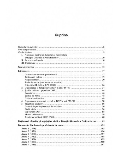 Dictionarul ofițerilor și angajatilor civili ai Direcției Generale a Penitenciarelor. Volumul I: Aparatul central (1948-1989)