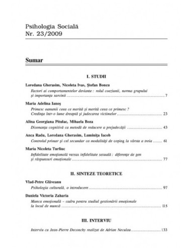 Psihologia socială. Nr. 23/2009 –...