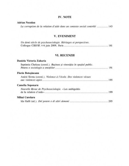 Psihologia socială. Nr. 23/2009 – Buletinul Laboratorului „Psihologia cîmpului social”, Universitatea „Al.I. Cuza”, Iaşi