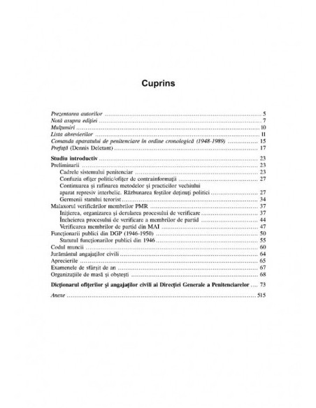 Dicționarul ofițerilor și angajaților civili ai Direcției Generale a Penitenciarelor. Volumul II: Aparatul central (1948-1989)