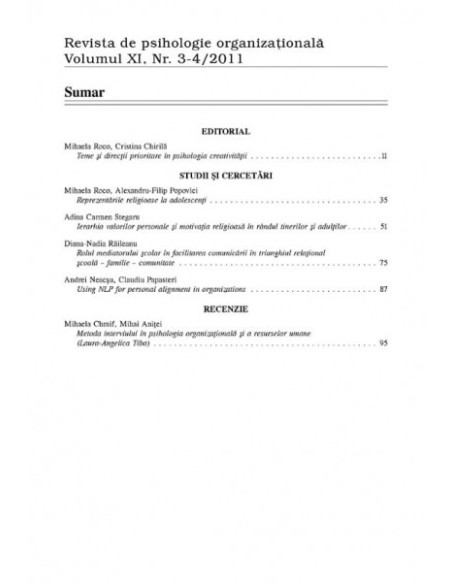Revista de psihologie organizaţională. Volumul XI, Nr. 3-4/2011
