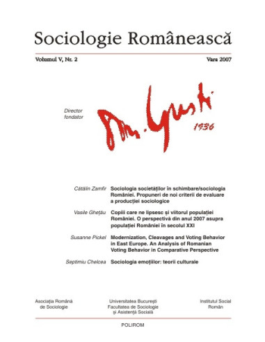 Sociologie româneasca. Volumul V, nr. 2/2007