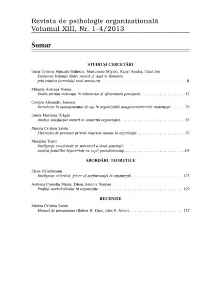 Revista de psihologie organizaţională, volumul XIII, nr. 1-4/2013