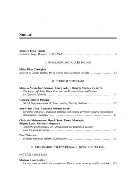 Psihologia socială. Nr. 34 (II)/2014 – Universitatea „Al.I. Cuza”, Iaşi
