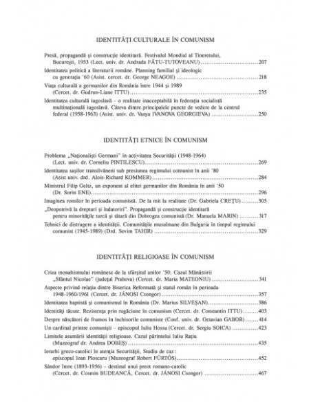 Identități sociale, culturale, etnice și religioase în comunism