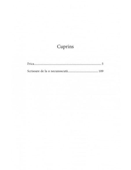 Frica * Scrisoare de la o necunoscută