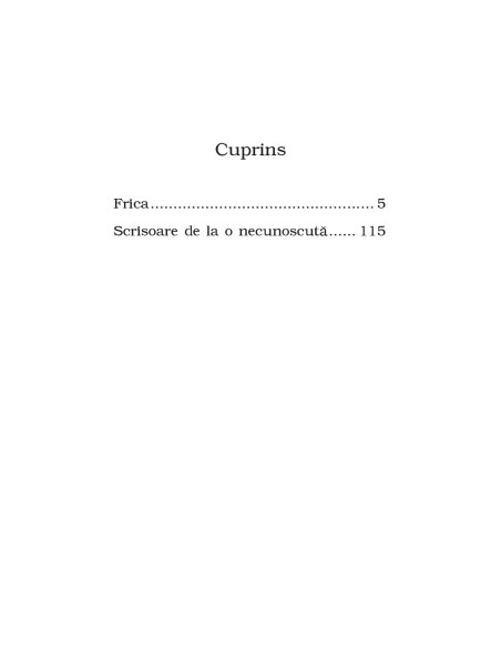 Frica * Scrisoare de la o necunoscută