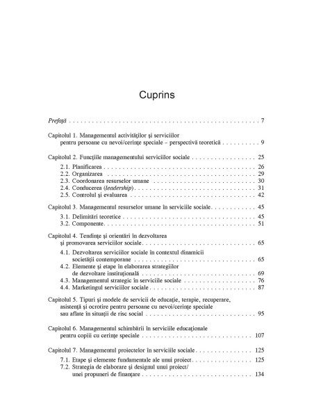 Managementul instituţiilor şi serviciilor pentru persoane cu cerinţe speciale