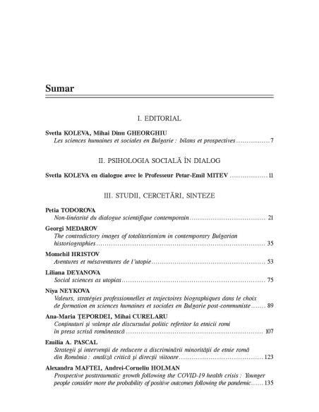 Psihologia Socială. Buletinul Laboratorului Psihologia cîmpului social 46(II)/2020