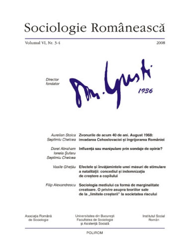 Sociologie Românească. Volumul VI. Nr. 3-4/2008