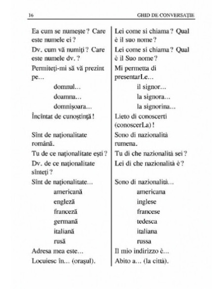 Ghid de conversație român-italian