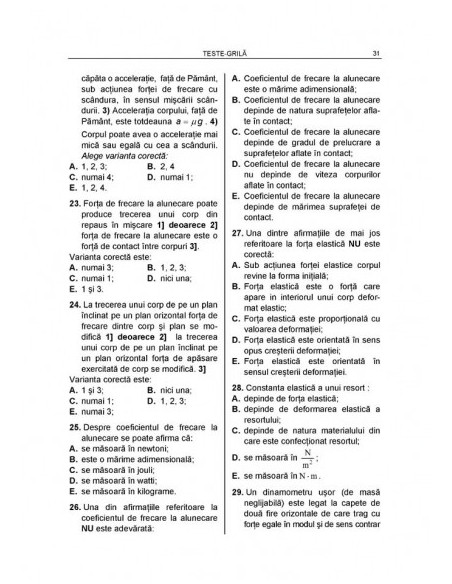 BAC 2003. Fizica. Listă de termeni. Teste grilă