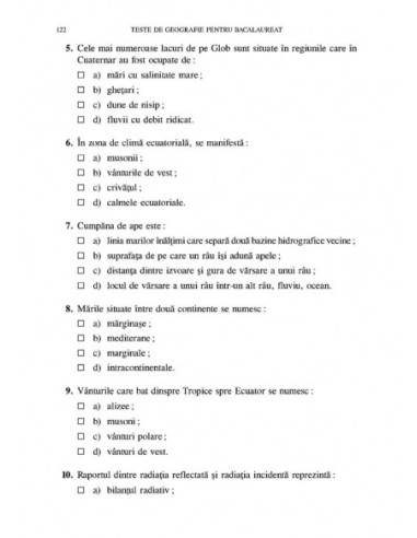 Teste de Geografie pentru bacalaureat