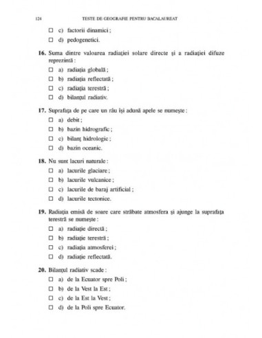 Teste de Geografie pentru bacalaureat