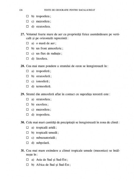 Teste de Geografie pentru bacalaureat