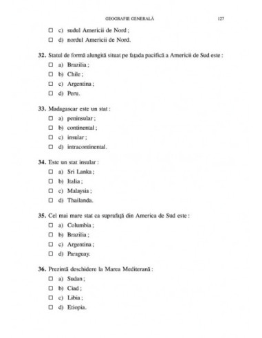 Teste de Geografie pentru bacalaureat