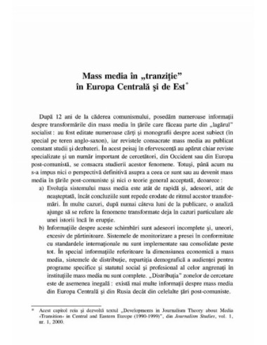 Mass media în România post-comunistă Mass media în România post-comunistă