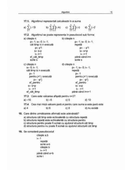 Informatică. Teste grilă C/C++