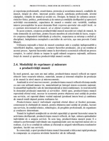 Productivitatea, indicator de...