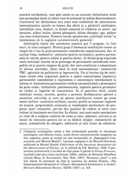 Aziluri. Eseuri despre situația socială a pacienților psihiatrici și a altor categorii de persoane instituționalizate