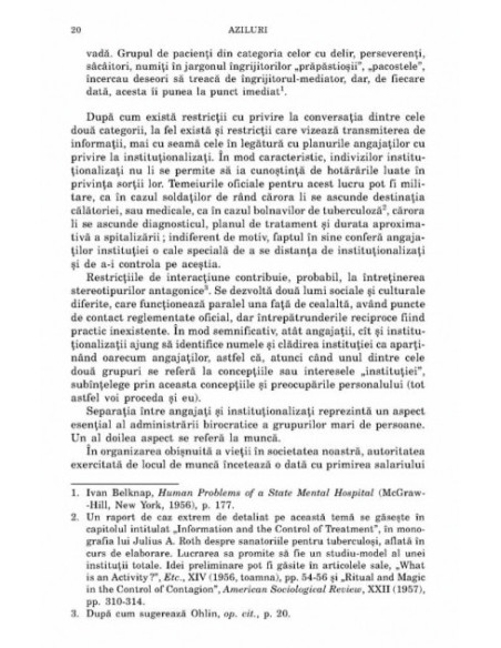 Aziluri. Eseuri despre situația socială a pacienților psihiatrici și a altor categorii de persoane instituționalizate