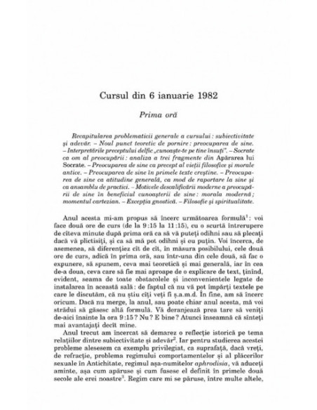 Hermeneutica subiectului. Cursuri la Collège de France (1981-1982)