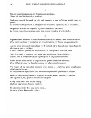 Limba italiană. Corespondență comercială