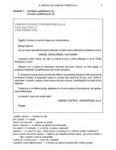 Limba italiană. Corespondență comercială