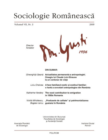 Sociologie româneasca, volumul VII, nr. 3, 2009