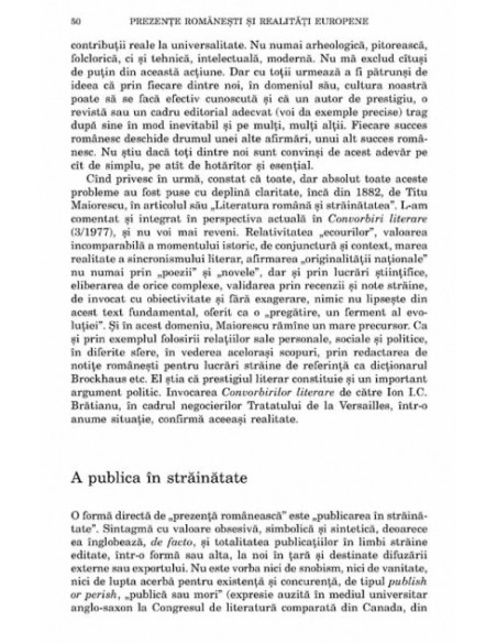 Prezenţe româneşti şi realităţi europene. Jurnal intelectual