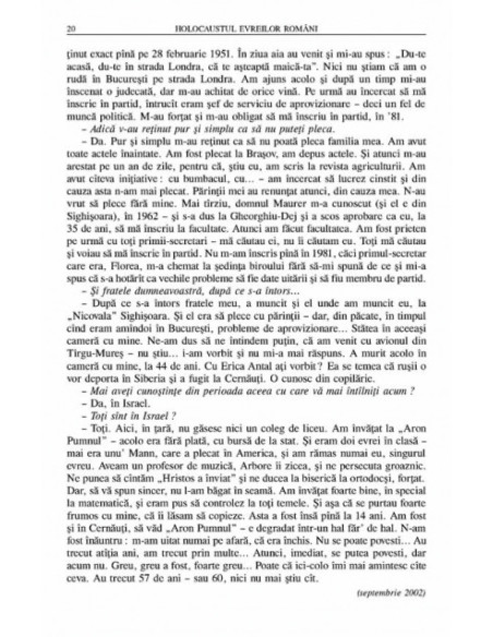 Holocaustul evreilor români. Din mărturiile supraviețuitorilor